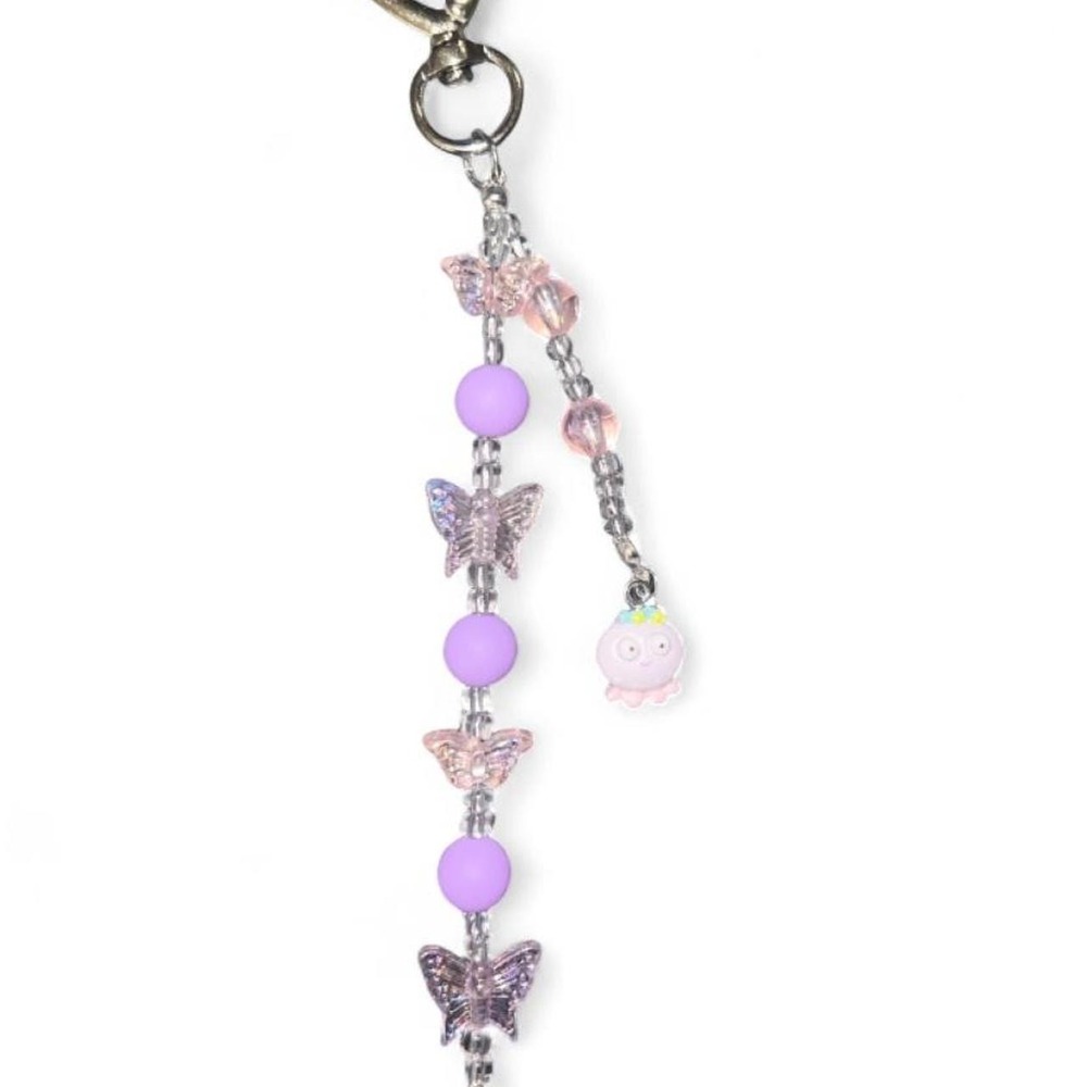 Handmade beaded charm Pink Purple
